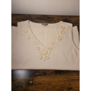 Ann Taylor Silk Knit Beaded V-Neck Tank Women's MP Quiet Luxury